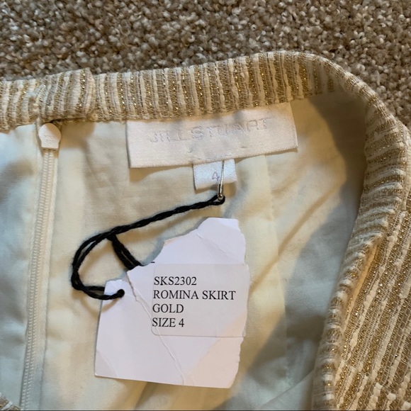 Jill Stuart Gold Shimmer Pencil Skirt NWT Sz 4 - Picture 3 of 5
